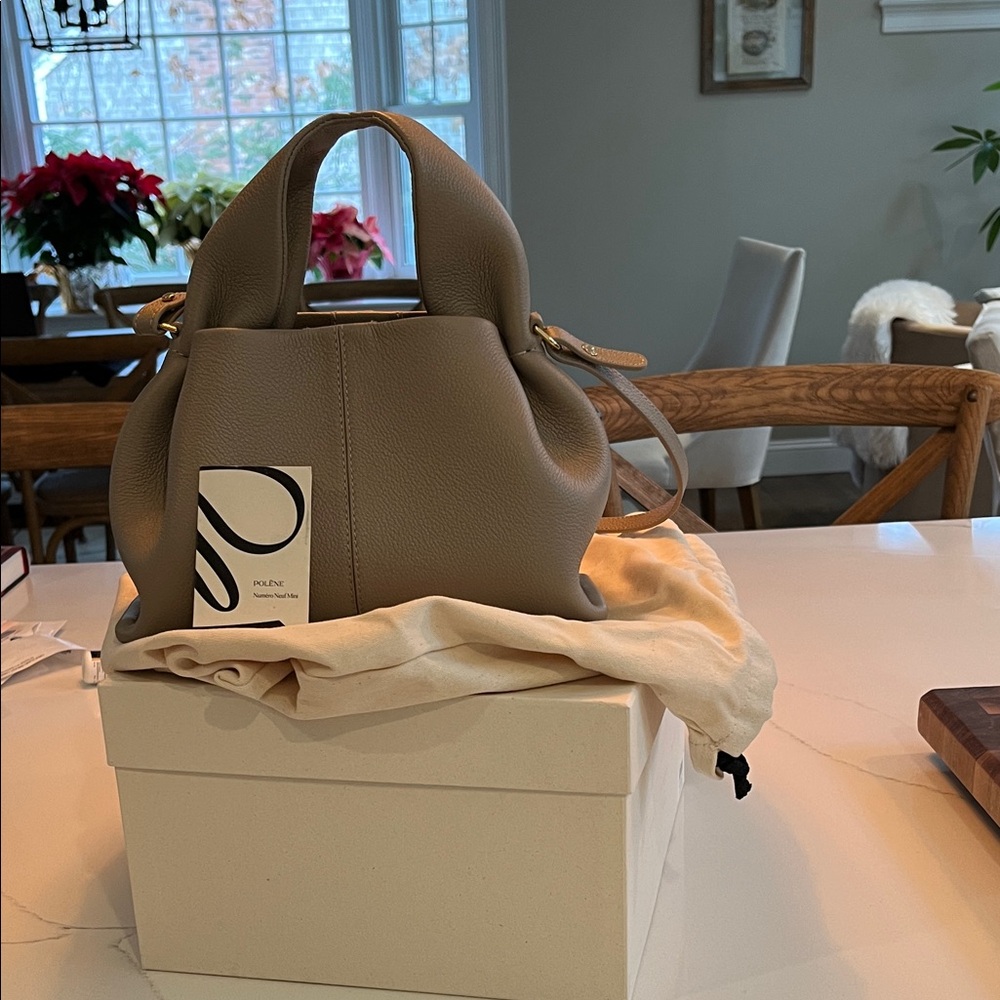 Polene Numero Neuf Textured 
Taupe Handbag with bag and box. Looks brand new.
